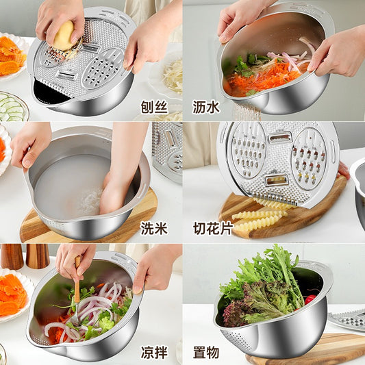 304 Stainless Steel Multi-Functional Vegetable Cutter & Drainer – Master Chef Skills Effortlessly!