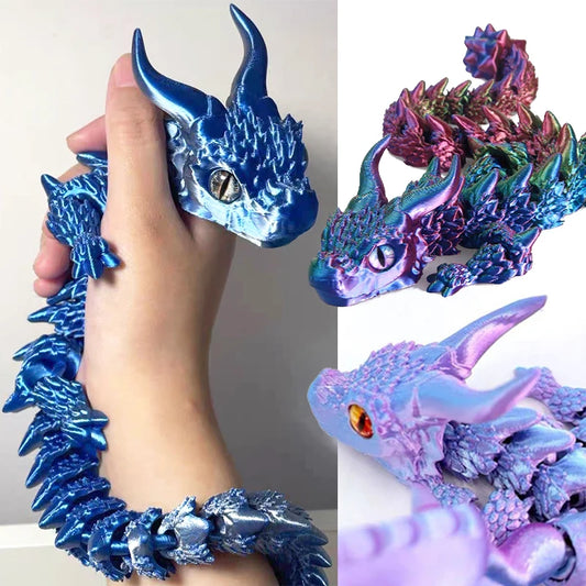 3D Printed Magic Dragon Fidget Toy: Movable Joints, Rotatable & Articulated – Office Desktop Ornament, Gift for Adults & Kids