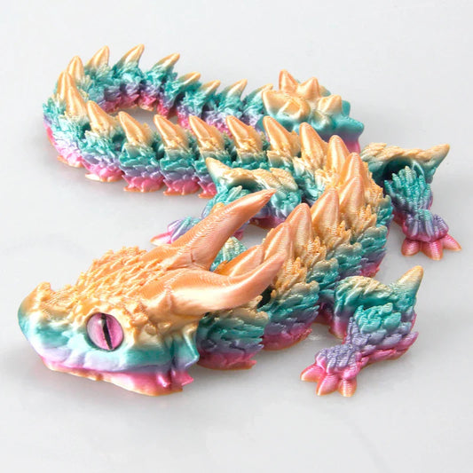 3D Printed Magic Dragon Fidget Toy: Movable Joints, Rotatable & Articulated – Office Desktop Ornament, Gift for Adults & Kids