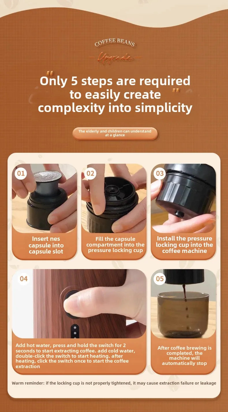 Elevate Your Coffee Experience with Our Portable Capsule Coffee Machine!