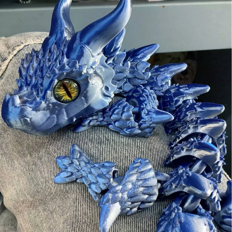 3D Printed Magic Dragon Fidget Toy: Movable Joints, Rotatable & Articulated – Office Desktop Ornament, Gift for Adults & Kids