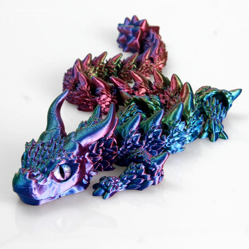 3D Printed Magic Dragon Fidget Toy: Movable Joints, Rotatable & Articulated – Office Desktop Ornament, Gift for Adults & Kids