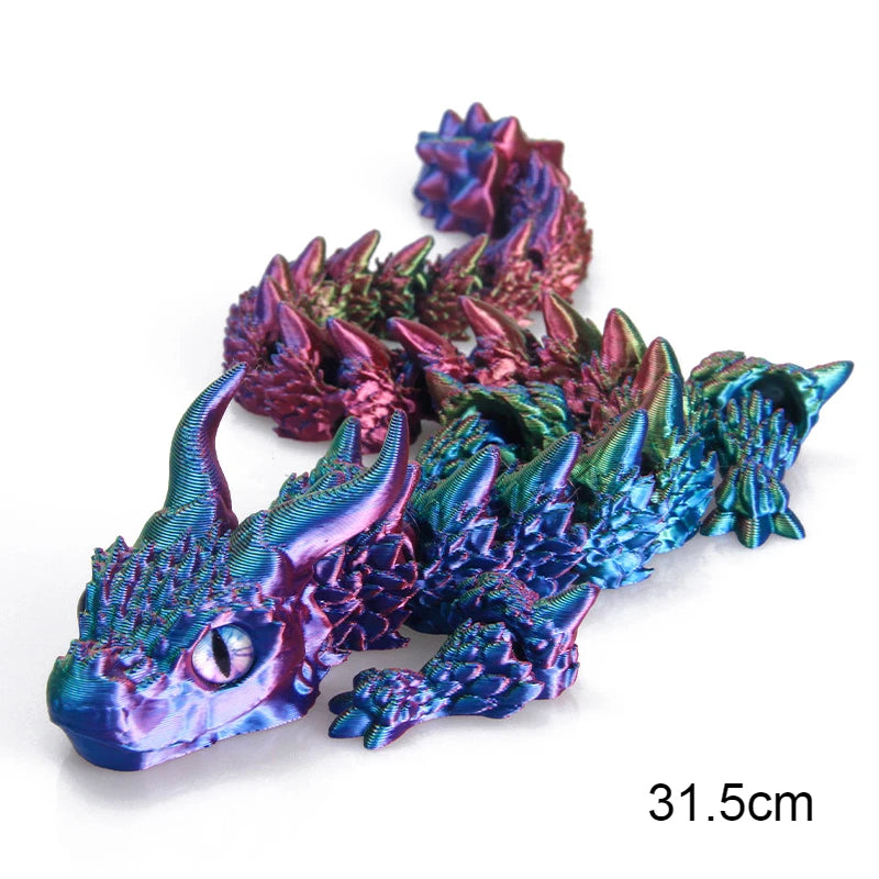 3D Printed Magic Dragon Fidget Toy: Movable Joints, Rotatable & Articulated – Office Desktop Ornament, Gift for Adults & Kids